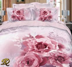 Спален комплект памучен сатен Розов божур