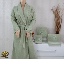 Халат за баня Белинда с 3 кърпи в зелено