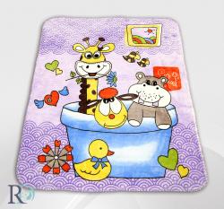 Бебешко одеяло Жирафче в лила