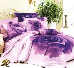 Спален комплект памучен сатен Лилава роза
