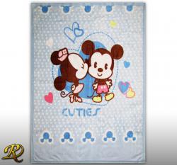 БЕБЕШКО ОДЕЯЛО МИКИ ЦЕЛУВКА СИНЬО ПАМУК