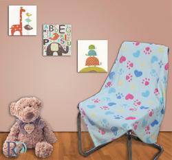 Бебешко одеяло синьо на лапички
