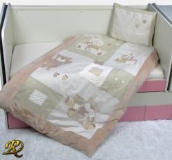 Бебешки спален комплект от 3 части с апликации бежово