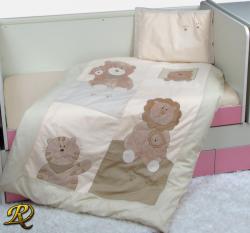 Бебешки спален комплект от 3 части с апликации праскова