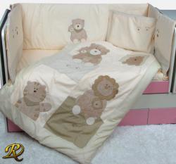 Бебешки спален комплект от 9 части с апликации праскова